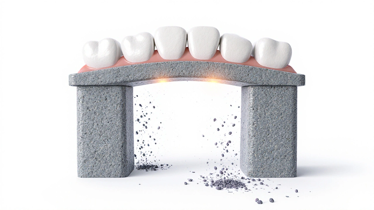 Dlouhodobá stabilita zubního mostu při správné hygieně.