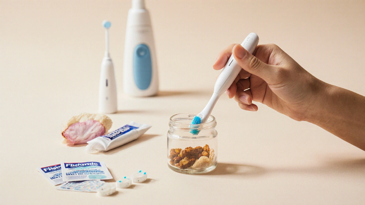 Jemné čištění zubů měkkým kartáčkem po hygieně.