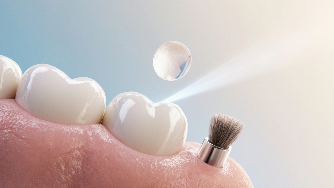 Porcelánová fáze vedle lidského vlasu pro srovnání tloušťky.