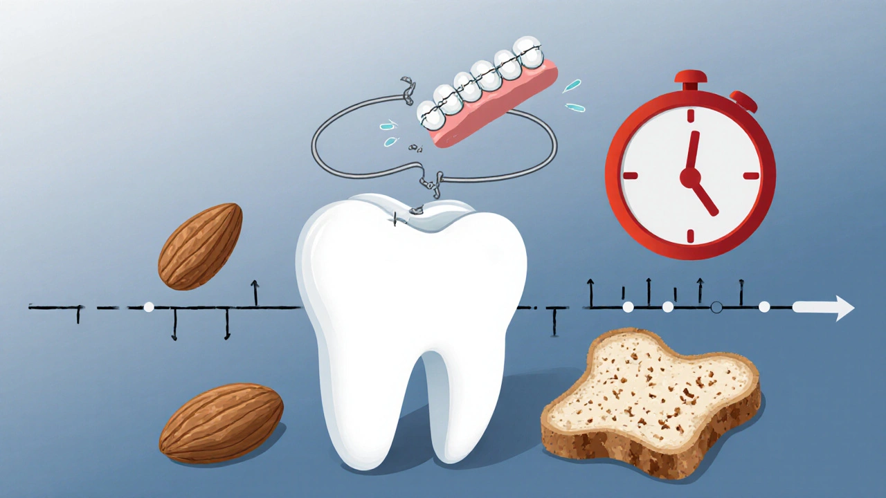Zlomená západka a nebezpečné potraviny vedoucí k poškození rovnátek.