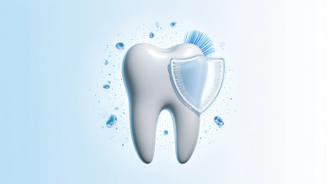 Zub chráněný vibrujícími štětinami, které odstraňují plak a bakterie.