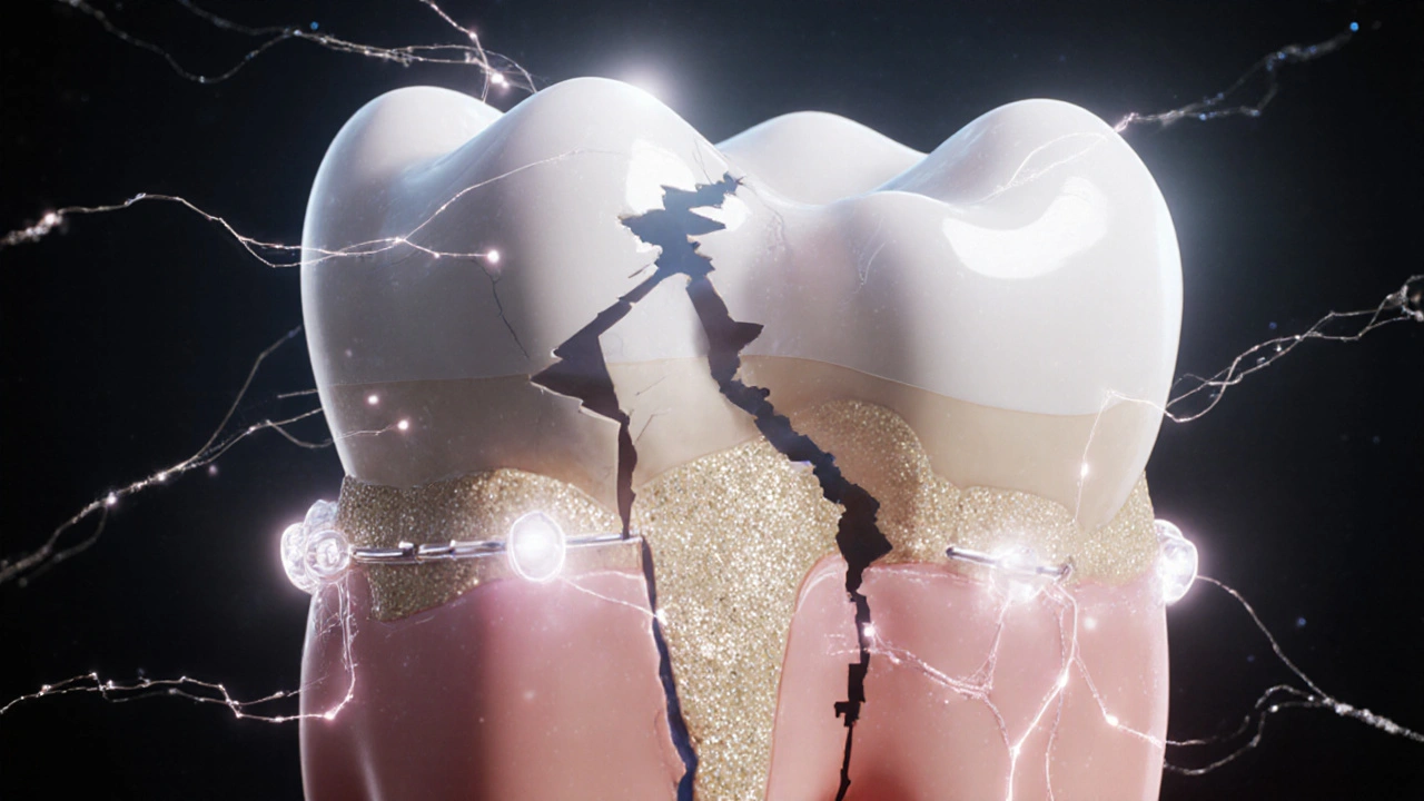 Zub se postupně obnovuje od kazového poškození přes výplň až po korunku.