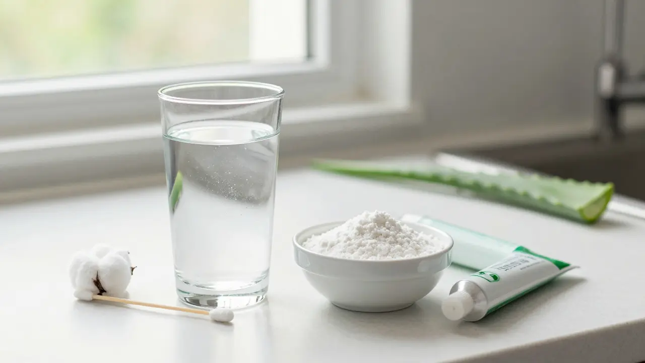 Přírodní prostředky na zánět v puse: sůl, jedlá soda a gel z aloe vera