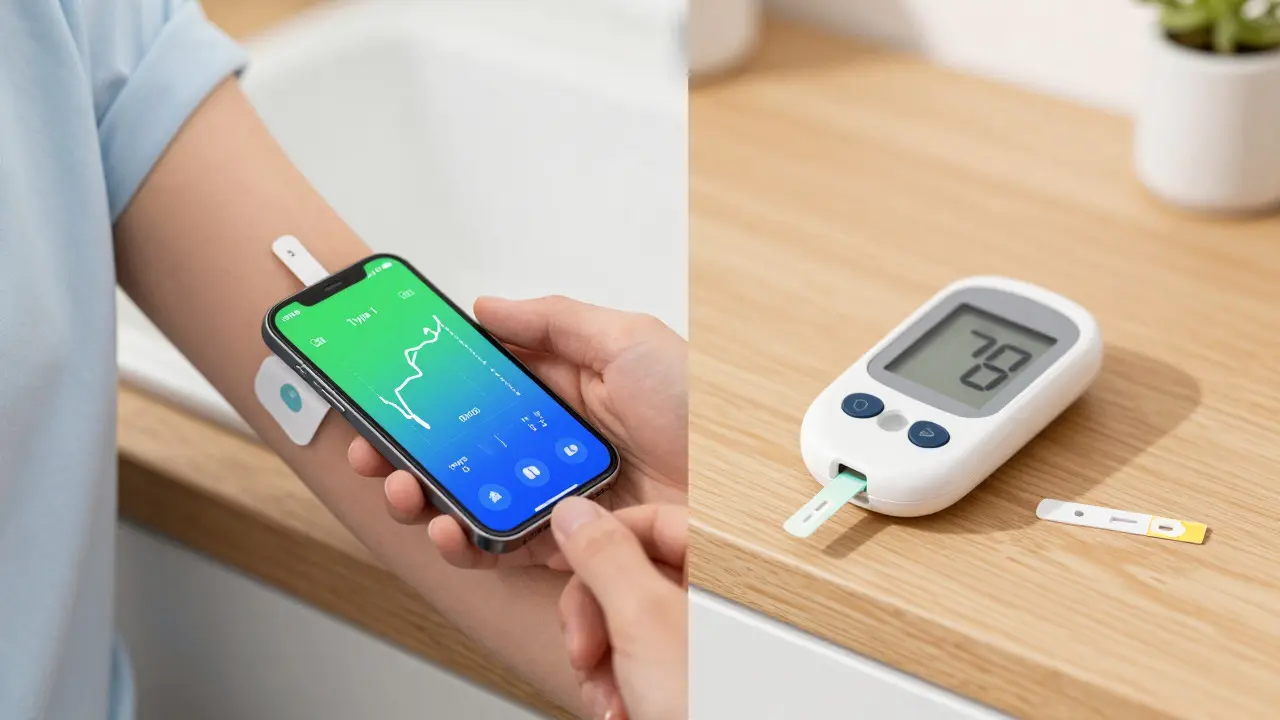 Porovnání CGM senzoru a klasického glukometru