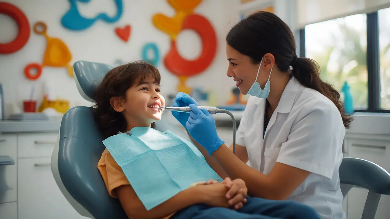 Dítě při preventivní hygieně u stomatologa